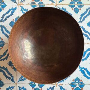 Handcrafted Copper Bowl with Hand-stamped Decorative Design